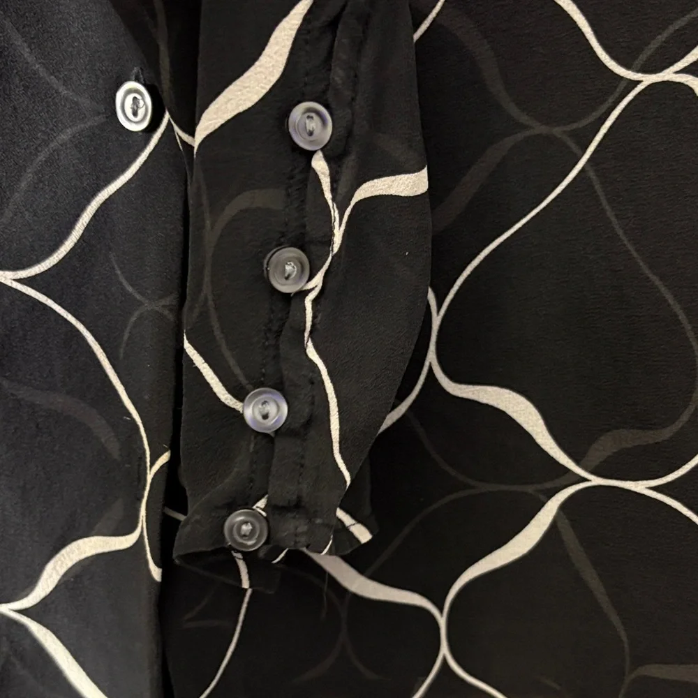 Sheer %100 Silk Button Down Blouse - Picture 3 of 6